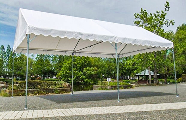 高級感 GK 片屋根型テント 1間×1.5間 白天幕 柱高1.85m イベントテント 白 防水 簡単 定番 イベント 行事 集会用 テント パイプ  日よけ 日除け
