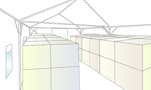 配給品の保管庫に