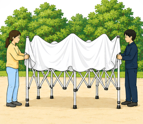 セットアップイメージ③天幕を被せます